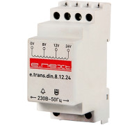 Трансформатор на дин-рейку 220/12В; 24 В, 8 Вт, e.trans.din.8.12.24 Enext p057001