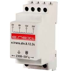 Трансформатор на дин-рейку 220/12В; 24 В, 8 Вт, e.trans.din.8.12.24 Enext p057001