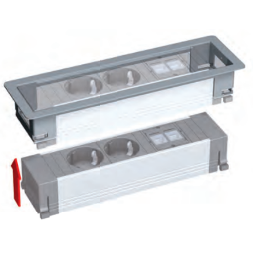 Врезной блок розеток в стол 220В Bachmann Power Frame, черная рамка