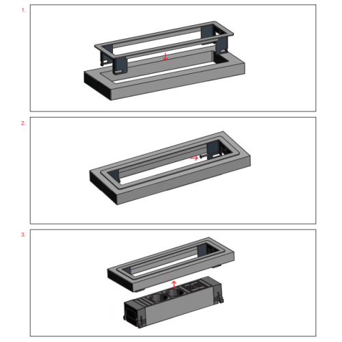 Врезной блок розеток в стол 220В Bachmann Power Frame, серая рамка