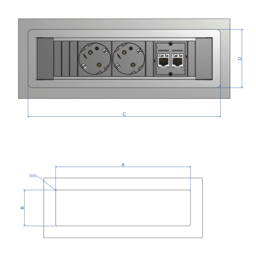 Врезной блок розеток 220В + USB, Bachmann Power Frame, серая рамка