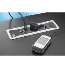 Врезной блок розеток 220В + RJ45, Bachmann Power Frame, черная рамка