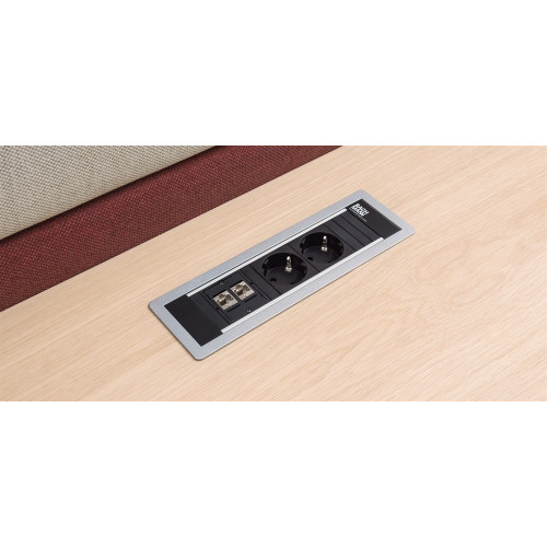 Врезной блок розеток 220В + RJ45, Bachmann Power Frame, серая рамка