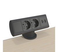 Блок розеток на стол 220В + USB для зарядки, черный, Axessline Desk Kondator