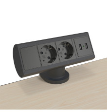 Блок розеток на стол 220В + USB для зарядки, черный, Axessline Desk Kondator
