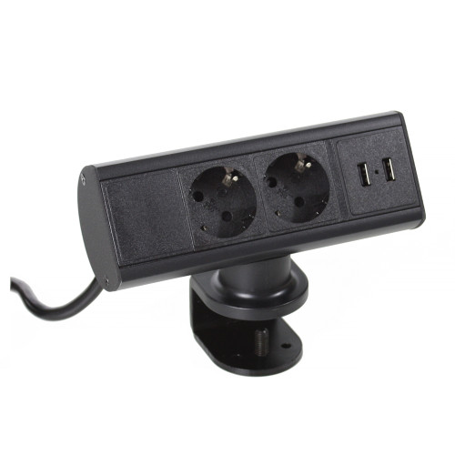 Блок розеток на стол 220В + USB для зарядки, черный, Axessline Desk Kondator