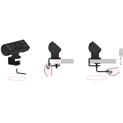 Блок розеток на стол 220В + USB для зарядки, черный, Axessline Desk Kondator