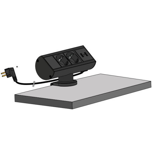 Блок розеток на стол 220В + USB для зарядки, черный, Axessline Desk Kondator