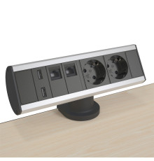Блок розеток на стол 220В + USB + RJ45, алюминий/черный, Axessline Desk Kondator