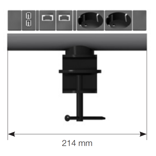 Блок розеток на стол 220В + USB + RJ45, алюминий/черный, Axessline Desk Kondator