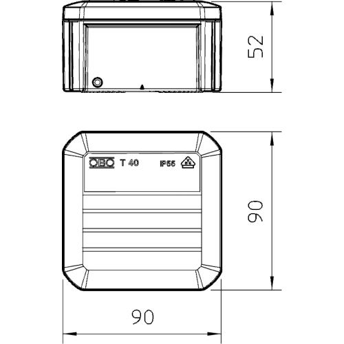 Коробка распределительная закрытая Т40 (90х90х52мм), ІР55, OBO Bettermann 2007223
