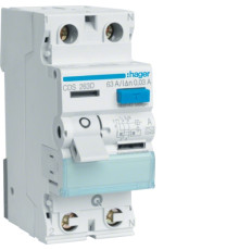 УЗО 63 А, 30 мА, тип А, 2 полюса, клеммы QuickConnect, CDS263D Hager