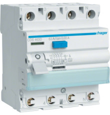 УЗО 63 А, 30 мА, тип А, 4 полюса, клеммы QuickConnect, CDS463D Hager