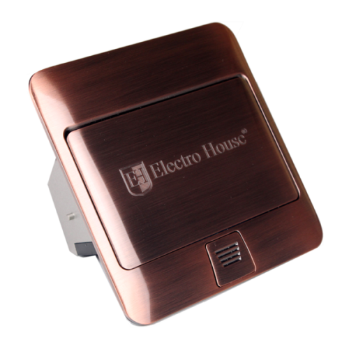Врезная розетка 220В + USB для зарядки, античная медь, ElectroHouse EH-F007