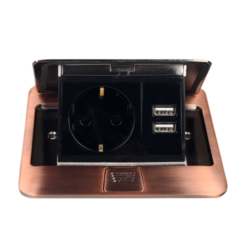 Врезная розетка 220В + USB для зарядки, античная медь, ElectroHouse EH-F007