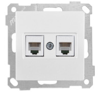 Розетка копмьютерная RJ45 двойная, белый, Mutlusan Daria