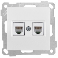 Розетка копмьютерная RJ45 двойная, белый, Mutlusan Daria