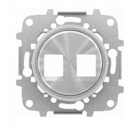 Накладка двойной компьютерной розетки с суппортом, хром, Sky Moon ABB 8618.2 CR