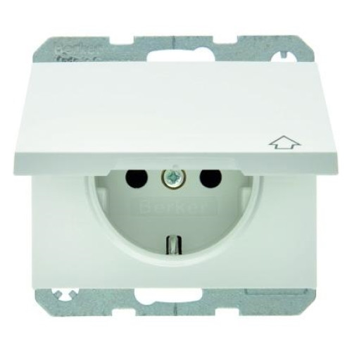 Розетка со шторками и крышкой, полярная белизна, K.1 Berker 47517209