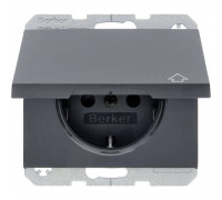 Розетка со шторками и крышкой, антрацит, K.1 Berker 47517206