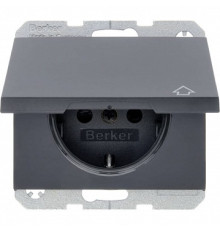 Розетка со шторками и крышкой, антрацит, K.1 Berker 47517206