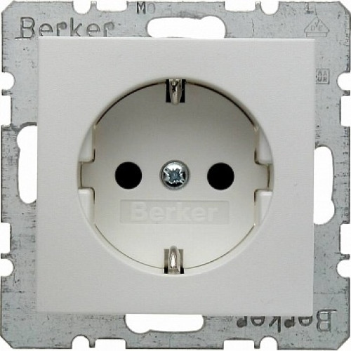 Розетка с заземлением и шторками, полярная белизна-matt, S.1 Berker 47231909