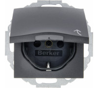 Розетка со шторками и крышкой, антрацит, S.1 Berker 47441606