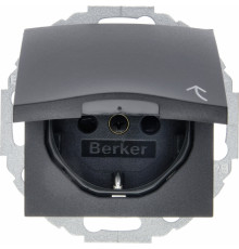 Розетка со шторками и крышкой, антрацит, S.1 Berker 47441606