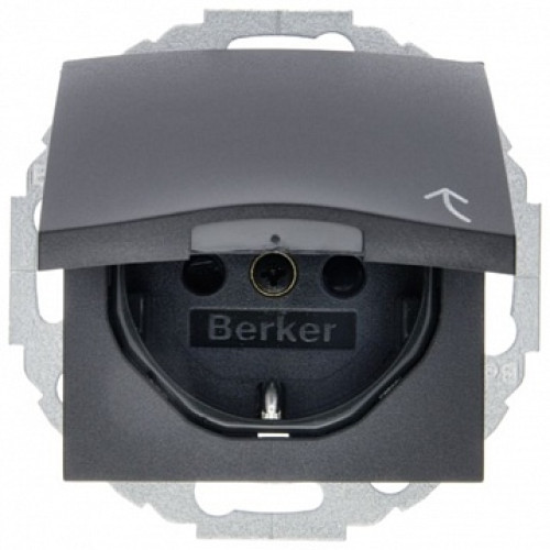 Розетка со шторками и крышкой, антрацит, S.1 Berker 47441606