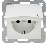 Розетка с заземлением и крышкой, полярная белизна, S.1 Berker 47518989