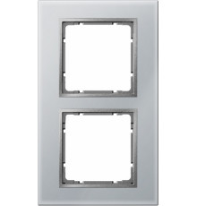 Рамка 2 поста, стекло алюминий, B.7 Berker 10126414