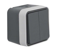Выключатель 2-клавишный, IP55, накладной, серый, W.1 Berker 30753505