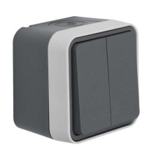 Выключатель 2-клавишный, IP55, накладной, серый, W.1 Berker 30753505