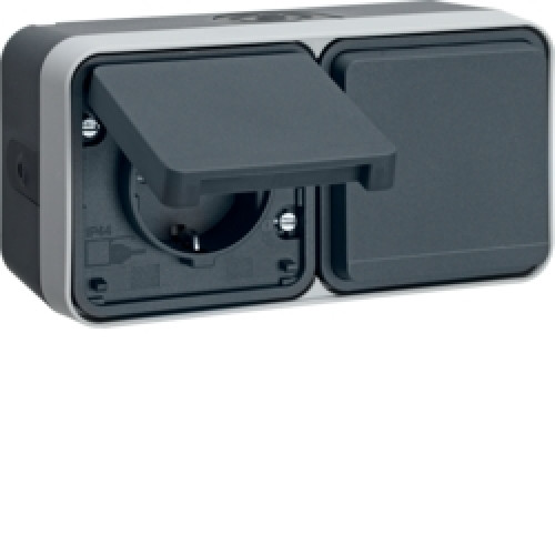 Розетка с заземлением двойная, IP55, накладная, серый, W.1 Berker 47843515