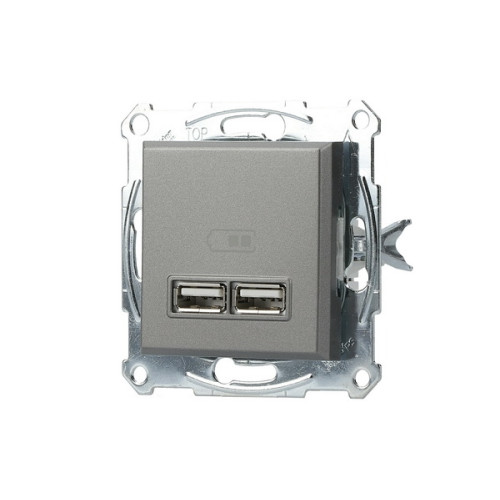 USB розетка, сталь, EPH2700262 Schneider Electric Asfora