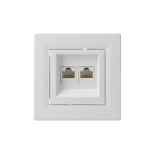 Розетка компьютерная RJ45 двойная, белый, EPH4400121 Schneider Asfora