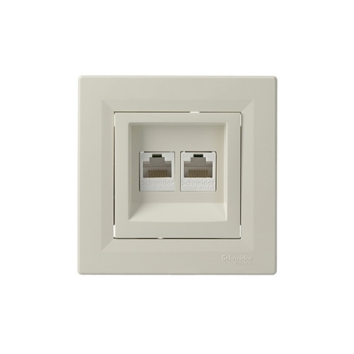Розетка комп'ютерна RJ-45 подвійна, кремовий, EPH4400123 Schneider Asfora