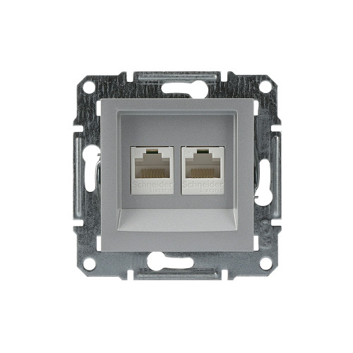 Розетка компьютерная RJ-45 двойная, алюминий, EPH4400161 Asfora Schneider