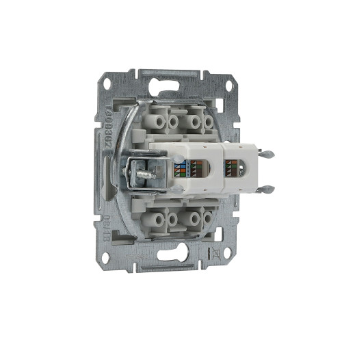 Розетка компьютерная RJ-45 двойная, алюминий, EPH4400161 Asfora Schneider