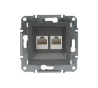 Розетка компьютерная RJ-45 двойная, сталь, EPH4400162 Asfora Schneider