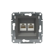 Розетка компьютерная RJ-45 двойная, сталь, EPH4400162 Asfora Schneider