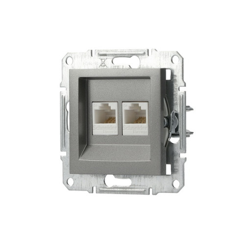 Розетка комп'ютерна RJ-45 подвійна, сталь, EPH4400162 Asfora Schneider