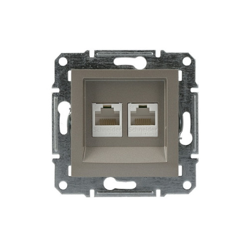 Розетка компьютерная RJ-45 двойная, бронза, EPH4400169 Asfora Schneider