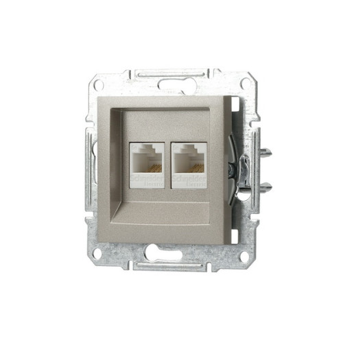 Розетка компьютерная RJ-45 двойная, бронза, EPH4400169 Asfora Schneider
