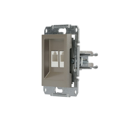 Розетка компьютерная RJ-45 двойная, бронза, EPH4400169 Asfora Schneider