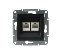 Розетка компьютерная RJ-45 двойная, антрацит, EPH4400171 Asfora Schneider