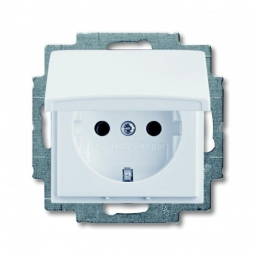 Розетка с заземлением и крышкой, белый, ABB 20 EUK-94-507 Basic 55