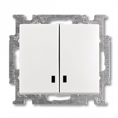 Выключатель 2-клавишный с подсветкой, белый, ABB 2006/5 UCGL-94-507 Basic 55
