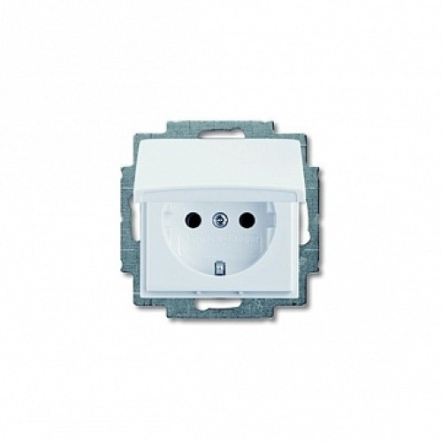 Розетка с заземлением и крышкой, белый, ABB 20 EUK-94-507 Basic 55