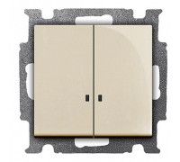 Выключатель 2-клавишный с подсветкой, слоновая кость, ABB 2006/5 UCGL-92-507 Basic 55
